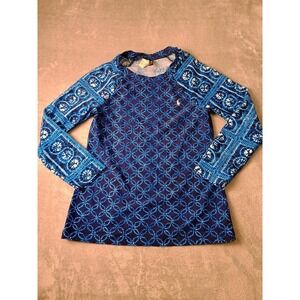 Polo Ralph Lauren Rash Guard Womens Small Blue Tie Dye Long Sleeve Swim Shirt